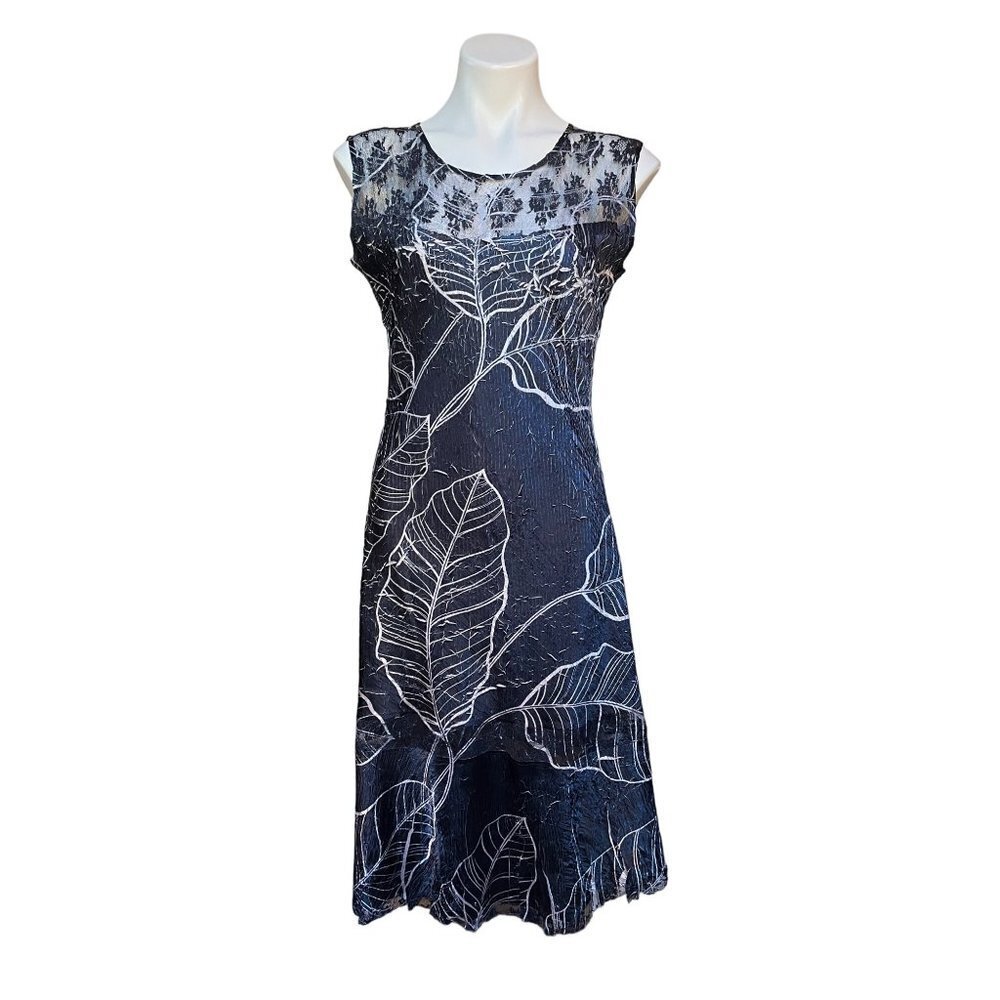 Kamarov Y2K Satin Midi Dress Lace Crinkle Gauze Black White Medium Balletcore